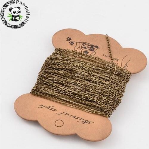 3x2.2x0.6mm Iron Twist Chains for Jewelry Making DIY Bracelet Necklace Lead Free & Nickel Free Come on Reel Antique Bronze Color