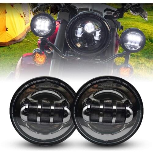 4-1/2" 4.5" LED Passing Light Fog Lamps for Harley Classic FLHR Road King ATV Motorcycle Projector Driving Auxiliary Spot Lights