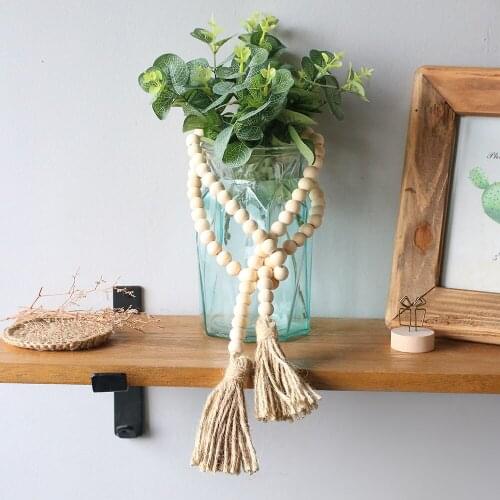 6 pack Wood Beads Garland Wall Hanging for Farmhouse Boho Home Decor Yard Garden Decoration Hallowee Decoration