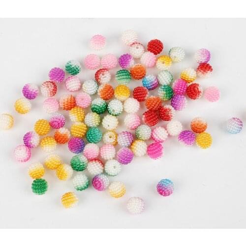 10mm 50pcs Acrylic Spaced Beads Multicolor Bayberry Beads Round Loose Beads Fit Europe Beads For Jewelry Making DIY Accessories