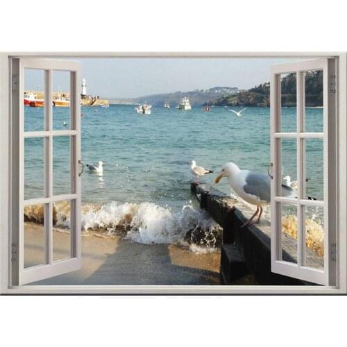 Diamond Embroidery beach Seagull Landscape Full Round Diamond Painting window Harbor Rhinestone Picture Mosaic Home Decor FG1839