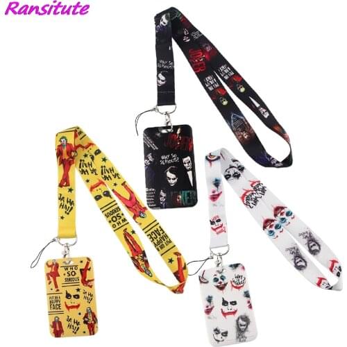 Ransitute R1677 Movie Clown Lanyards Id Badge Holder Keychain ID Card Pass Gym Mobile Badge Holder Lanyard Key Holder Jewelry