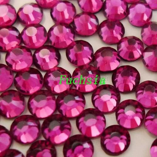 Shinning!!! S10-S30 Fuchsia DMC hotfix Rhinestone flatback Glass crystal iron on Clothing Bag Garment Shoe Decoration with glue