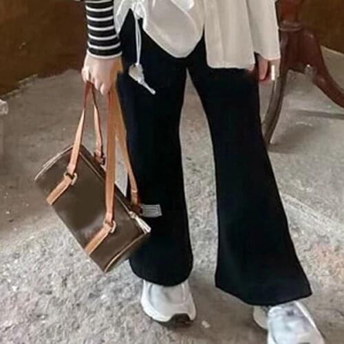 Spring Autumn Girls Pants New Fashion Kids Soft Solid Trousers Toddler Baby Loose Clothing Children Casual Black Flare Pants