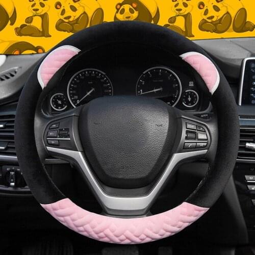 Steering Wheel Cover cute rabbit flannelette Soft Protector Universal 37/38 cm Macaron Color Womens interior accessories