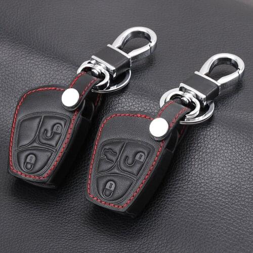 Genuine Leather Car Key Case Cover For Mercedes Benz AMG B C E S ML SLK CLK Class 2/3/4 Button Smart Key
