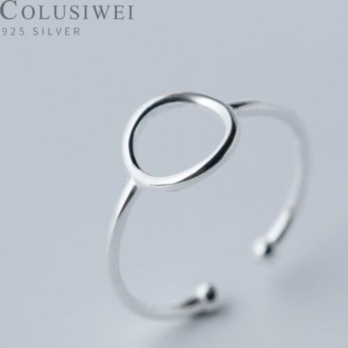 Colusiwei 100% Real 925 Sterling Silver Minimalism Geometric Round Open Finger Rings Fashion Adjustable Band Fine Jewelry 2020