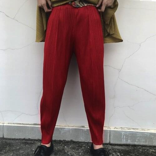 Designer Wrinkles Pleated Trousers Miyake Plants