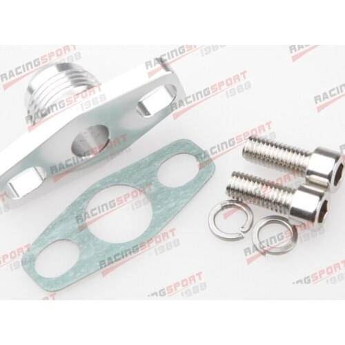 Turbo Oil Drain Flange Aluminum Kit 10AN Fitting GT15-GT35BB Silver