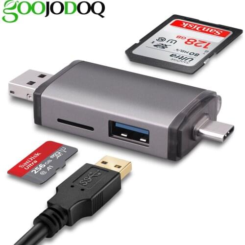 GOOJODOQ Card Reader Micro USB 2.0 Type C to SD Micro SD TF Adapter Accessories OTG Cardreader Smart Memory SD Card Reader