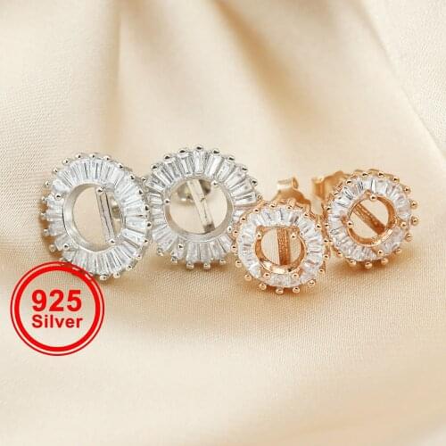 4-8MM Round Rose Gold Solid 925 Sterling Silver DIY Prong Studs Earrings Settings Bezel 1706028