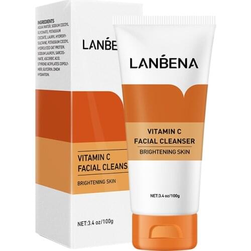 LANBENA Vitamin C Facial Cleanser Collagen Whitening Face Wash Deep Cleansing Remover Melanin Moisturizing Soft Foam Face Care