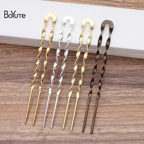 BoYuTe (5 Pieces/Lot) 140*2.5MM Metal Brass Twisted Hair Fork Materials Handmade Diy Jewelry Accessories
