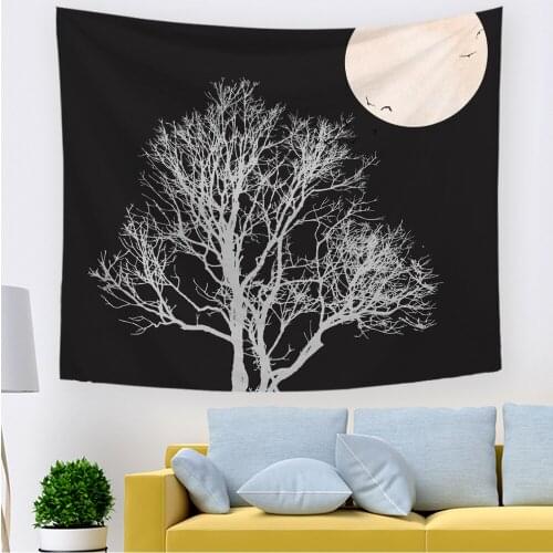 Moon Home Decor Pink Sunrise Wall Tapestry Tree Tapestry Sunset Nature with Bird Landscape Wall Hanging Decor For Bedroom