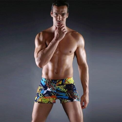 Print Men Swimwear Summer Swimming Surf Shorts Swim Trunks High Elastic Seaside Sports Boxer Shorts Beach Sexy Swimsuit Briefs