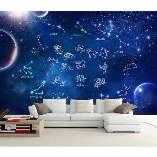 Bacal Sky Design Star And Moon Pattern 3D mural wallpaper Kids room Decor constellation blue Wall Paper for Bedroom huda beauty