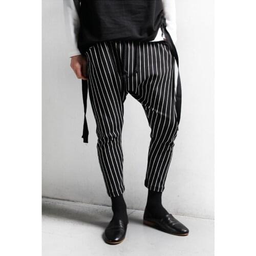 New fashion mens casual and personalized Harlem pants stripe fashion brand net red social boy trend pants