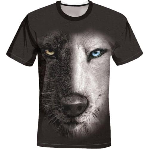 2021 summer new short-sleeved cartoon wolf O-neck T-shirt top T-shirt design printing unisex T-shirt