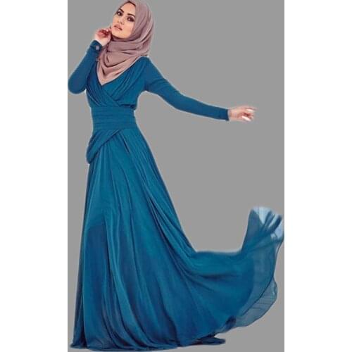 Formal Turkish Women Clothing Evening gown 2020 long Sleeves Floor-Length Islamic Kaftans Muslim evening dress