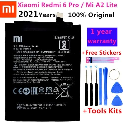 Original Xiaomi BN47 Replacement Battery for Xiaomi Redmi 6 Pro / Mi A2 Lite Capacity 4000mAh With Free Tools