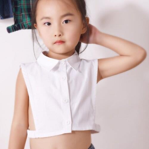 Autumn winter Korean childrens fake collar cotton Fake Collar plaid white Globe Lattice Fake Shirt Kids for 3-9 years old child