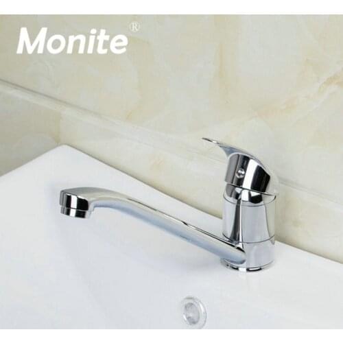 Polished Chrome Brass Kitchen Faucet Swivel Bar Vessel Sink Mixer Tap Deck Mounted Swivel 360 Chrome Kitchen Faucet