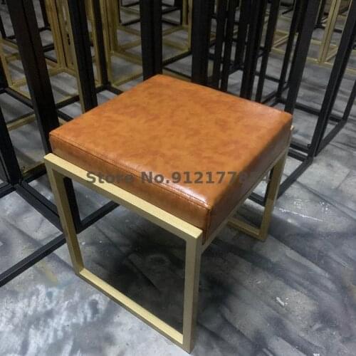 Nordic light luxury living room leather art small sofa dressing and makeup chair home door iron art clothing store shoe changing