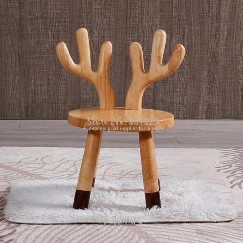 29%Solid wood childrens stool cartoon kindergarten baby chair oak animal childrens chair deer white rabbit reindeer chair