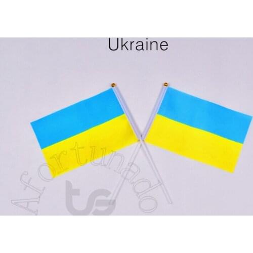 Ukraine 14*21cm 10pieces Banner Hand waving Flag National Flag for meet,Parade,party.Hanging,decoration
