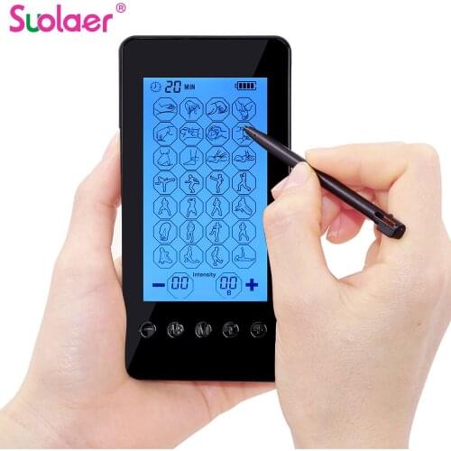 TENS EMS Massager Muscle Stimulation Electric Personal Nerve Stimulator Dual Channel 28 Mode LCD Display Massager Body +10 Pads