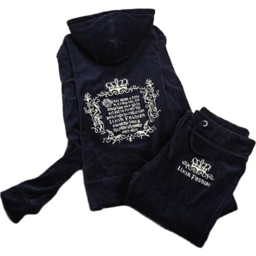 Spring / Fall /2021 WomenS Brand Velvet Fabric Tracksuits Velour Suit Women Track Suit Hoodies And Pants black