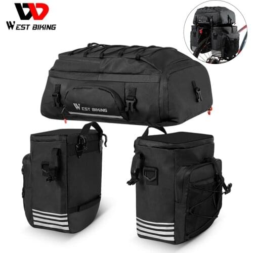 WEST BIKING 75L Bicycle Bags 3 In1 Cycling Pannier Luggage Mountain Bike Rear Seat Trunk Bags Waterproof Double Side Bike Bag