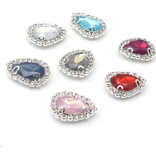 YWXINXI 10Pcs fashion water drop resin shiny rhinestone buckle, DIY hand-sewn clothing and hair accesse decoration jewelry craft