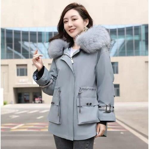 Womens Winter Jacket Hooded Thick Warm Cotton Padded Parkas Women Wool Liner Detachable Plus Size Jackets Coat X788