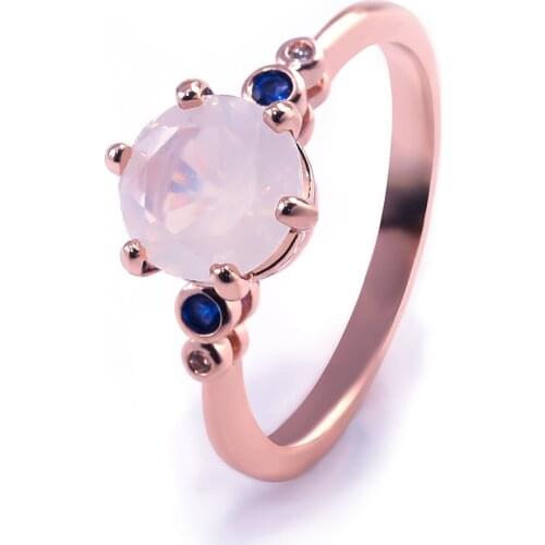 2021 New Fashion Frosted Zircon Opal Rings for Women Rose Gold Colour Engagement Ring Simple Fine Jewelry Gifts Dropshipping