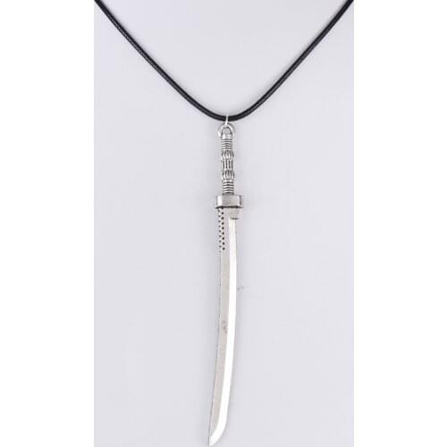 107*10MM Vintage antique bronze silver color men saber pendant necklace women choker wax cord rope necklace jewelry fashion girl