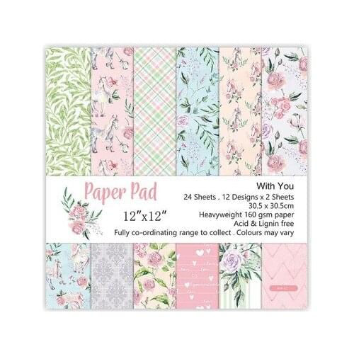 12inch 24sheets love flower Scrapbooking Paper Origami Background Paper DIY children Birthday gift wrapping Home deco