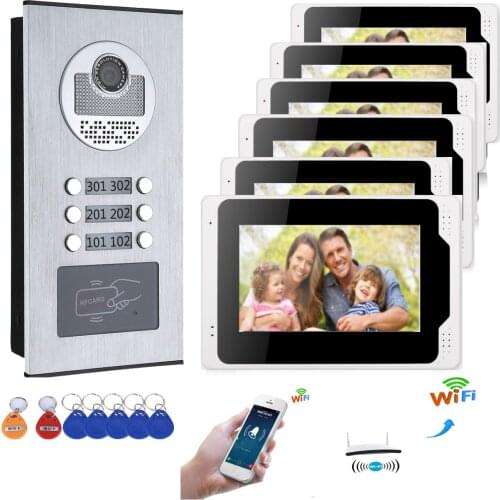 12 Apartments Tuya App Remote Unlock Video Intercom 7 Inch Monitor WIFI APP Video Door Phone Doorbell Home Security Intercom KIT
