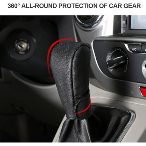 2021 PU Leather Car Gear Shift Knob Cover Protector Universal Non-Slip Car Handbrake Protector