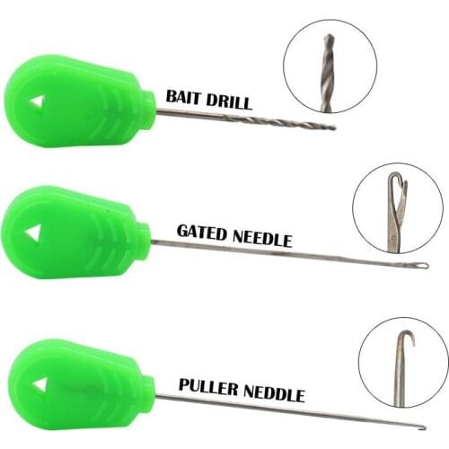 3PCS Baiting Needle Tool Fishing Rigging Bait Needle Kit Tool Set Bait Boilie Drill Gate Needle Pellet Hair Rigs
