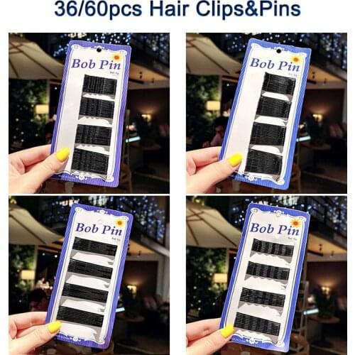 36/60Pcs/Set Hair Clips&Pins Black Bobby Pins Straight Wave Invisible Barrette Hairgrip Hair Style Accessories For Women Lady