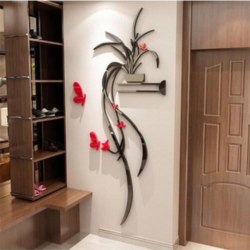 3D flower wall stickers Acrylic DIY hanging orchid bedroom living room sofa background wall decoration mirror wallpaper