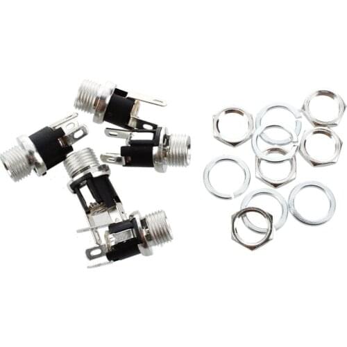5 Pcs 5.5mmx2.1mm DC Power Jack Socket Female Panel Mount Connector Drop Shipping
