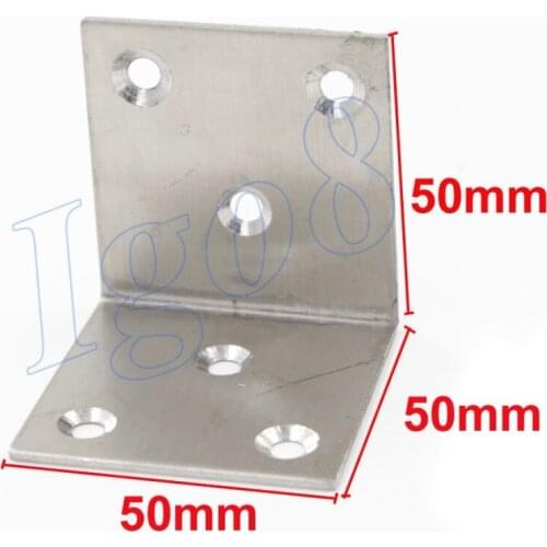 5pcs Stainless Steel Straight Angle Bracket 50mm 6 Holes