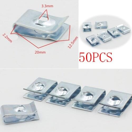 50Piece Auto Fasteners Car Body Door Panel Trims Fixed Screw U Type Gasket Clips Premium Metal Universal Accessory