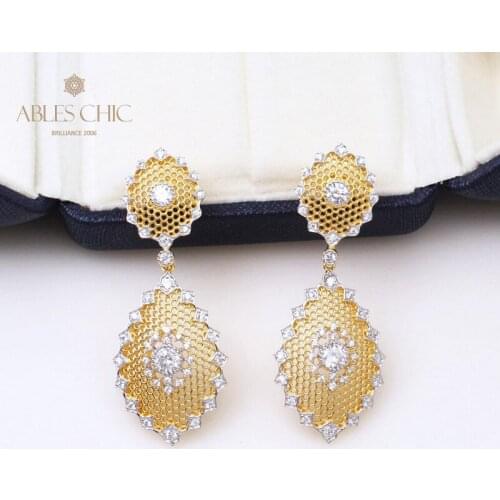 925 Sterling Silver Bridal Lace Leaf Paved Zircon Drop Earrings Vintage Flower Light Renaissance Craftsman 18K Gold Tone Studs