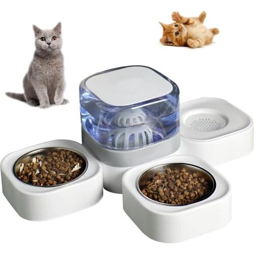 MADDEN Dogs Automatic Feeder 3 IN 1 Cat Bowls Water Fountain Indoor Kitten Feeding Drinker Filter Capacity Pet Feeding Container