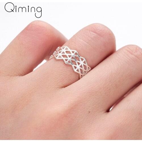 Hollow Out Band Wide fashion Ring Women Adjustable Fashion Minimalist Jewelry Accessories Indian Cheap Rings Ladies Gift