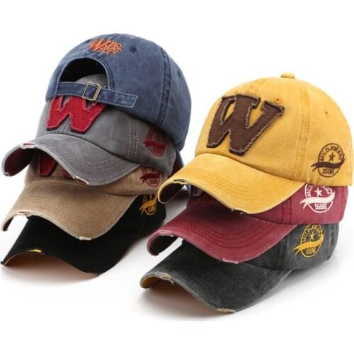 LINJW Letter W Embroidery Baseball Cap Spring Dad Hat Washed Cotton Hats for Men Summer Snapback Caps for Women Baseball Hat