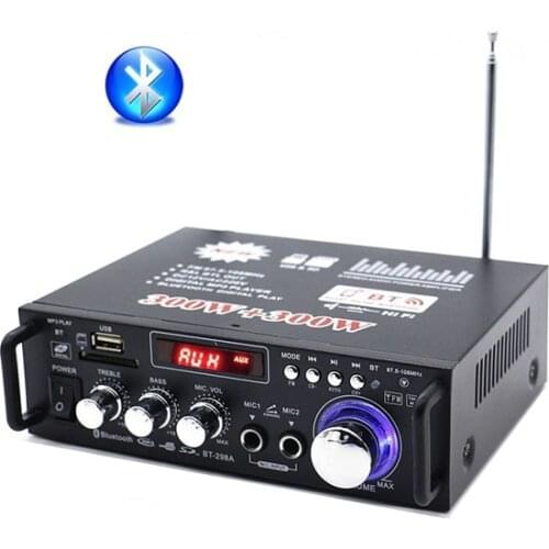 40W*2 Bluetooth Amplifier AV-263 DC12V AC 220V Stereo Amplifier Karaoke Mini Home Audio Car Amplifier USB SD FM